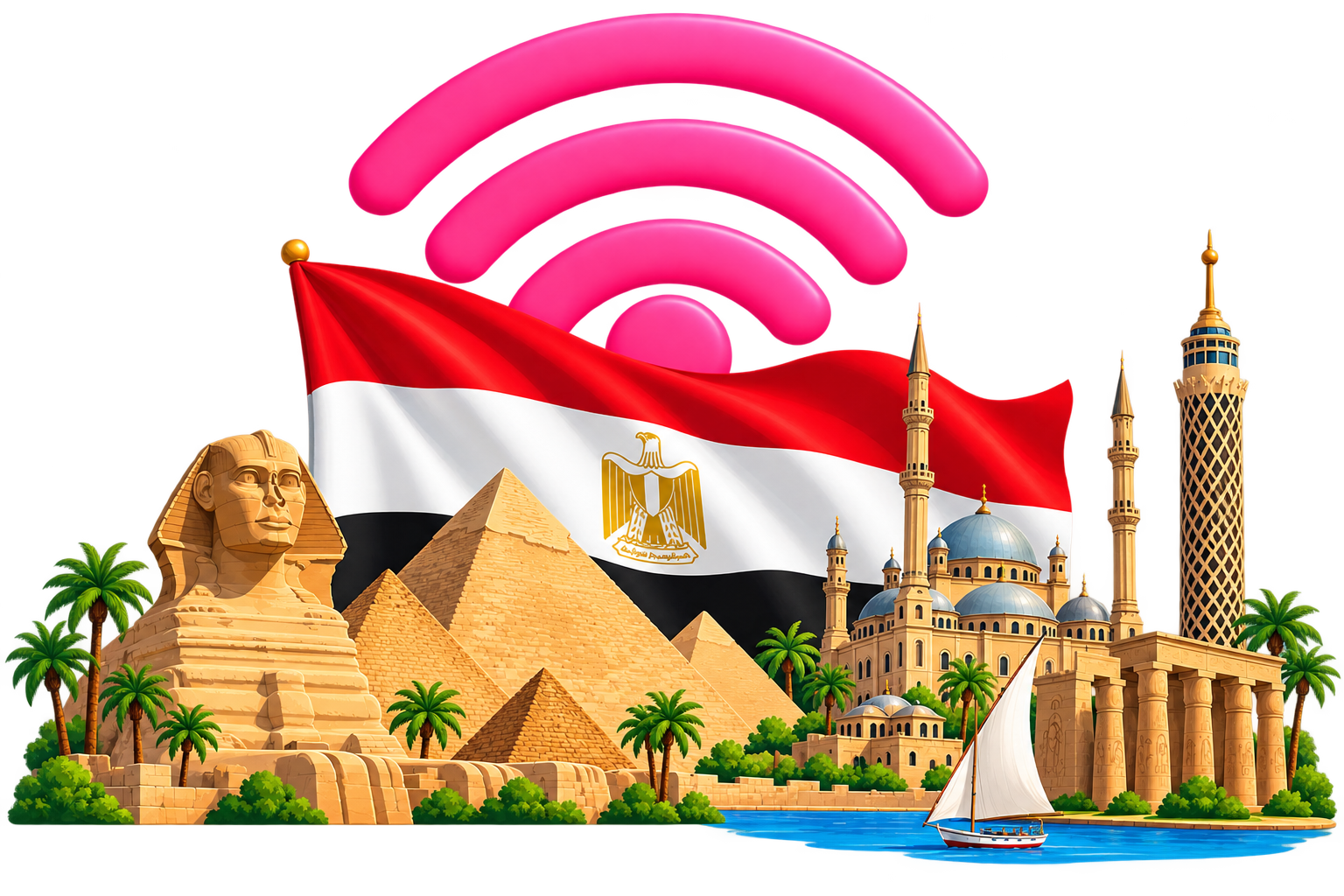 Egypt landmarks with eSIM connectivity