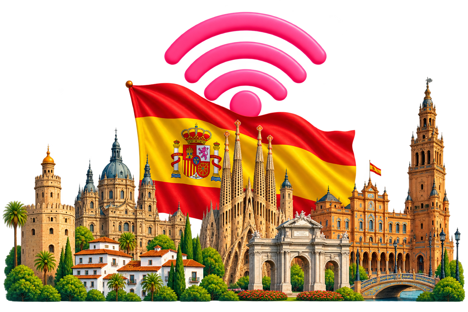 Spain landmarks with eSIM connectivity