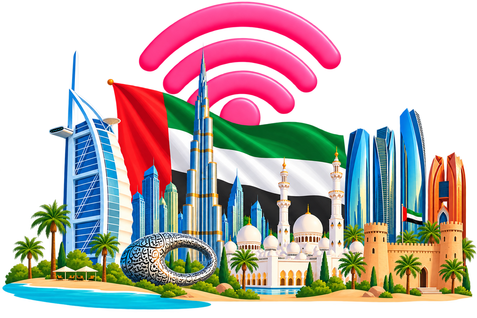 United Arab Emirates landmarks with eSIM connectivity