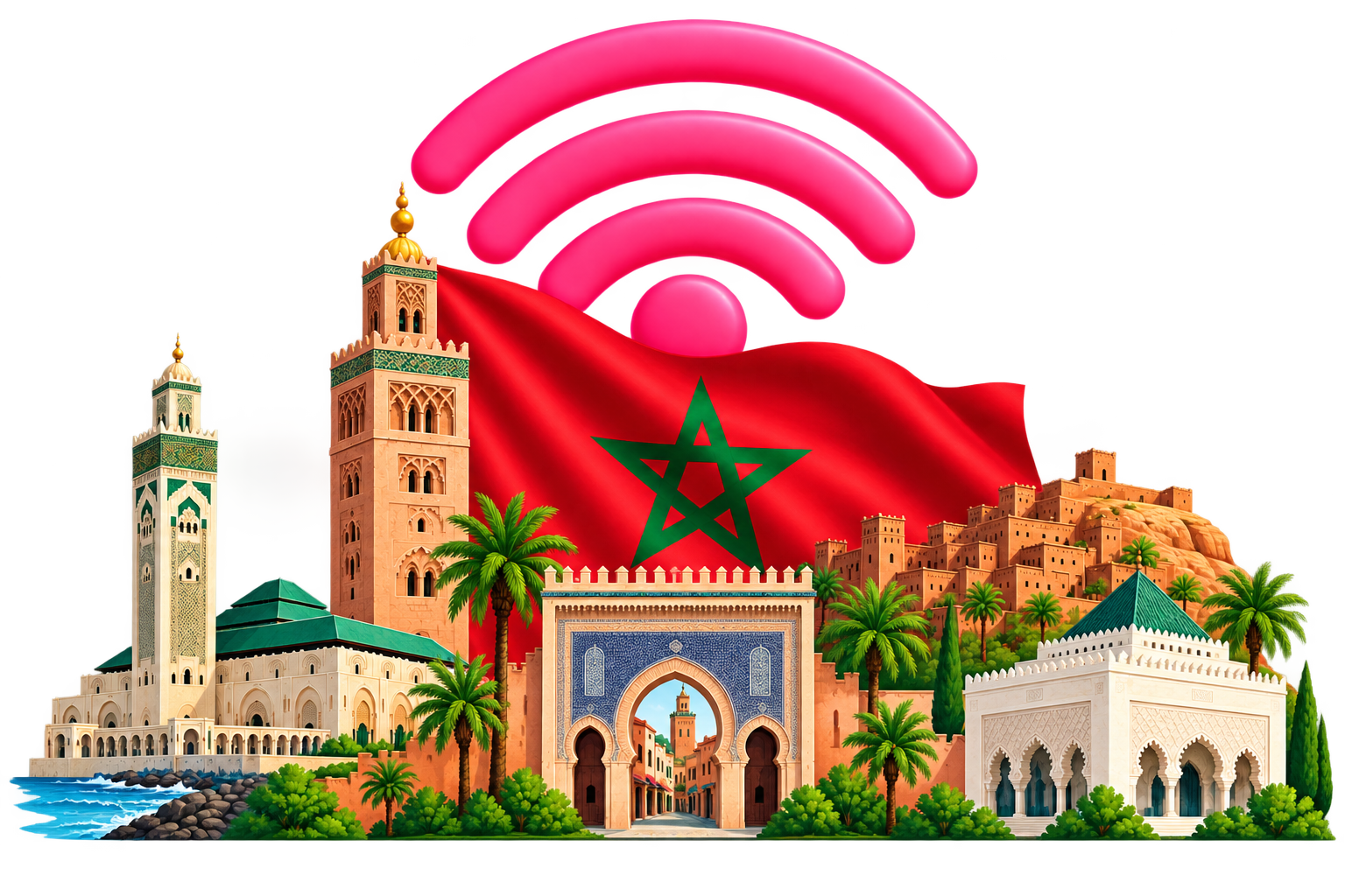 Morocco landmarks with eSIM connectivity